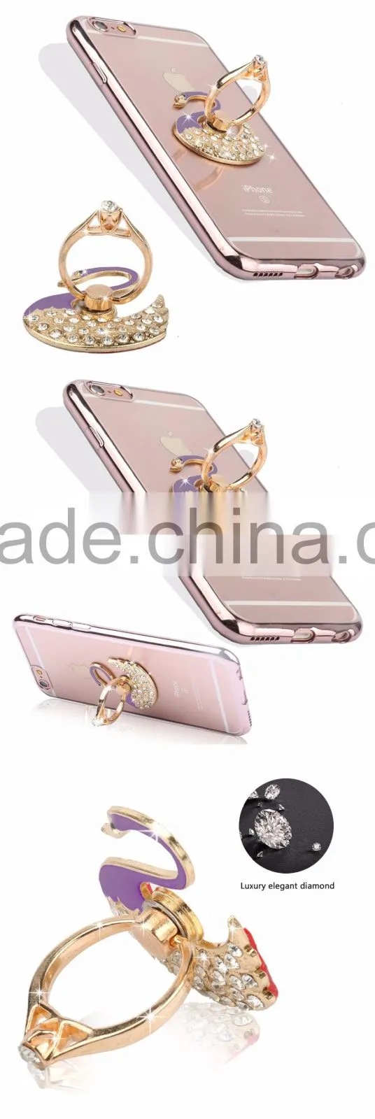 Samco Luxury Updated Re-Usable Metal Stainless Phone & Tablet Anti Drop Ring Stand Holder with Diamonds for Any Smartphones
