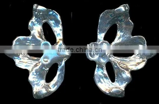 6MM 3MM Clear Crystal Rhinestone Plating Rhodium Metal Pair Buckle