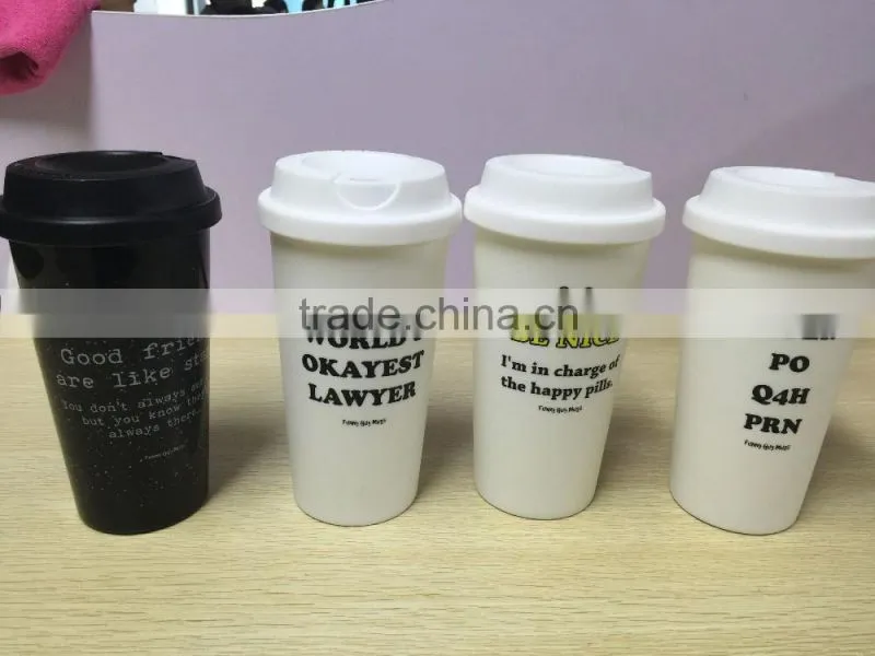 DOUBLE WALL PLASTIC COFFEE TUMBLER WITH PERSONALIZED LOGO