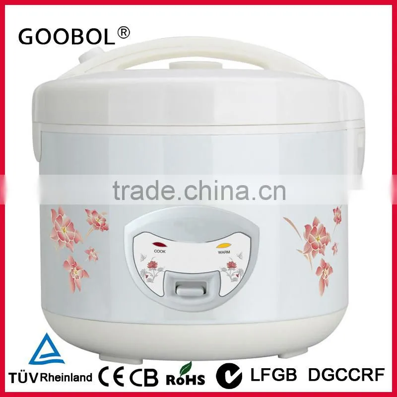 White Color Deluxe Rice cooker, Flower Printing Shell, Visible Handle