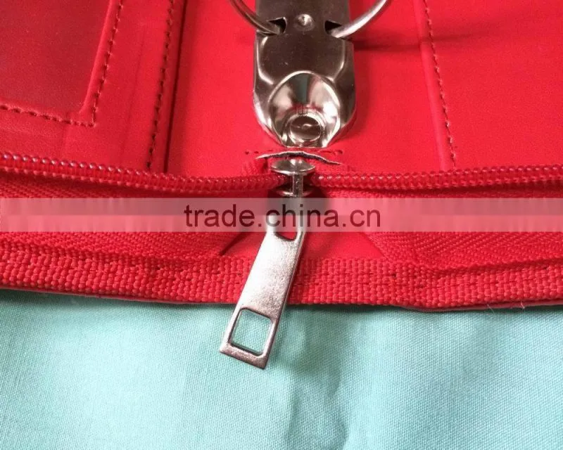 2016 Multi functional Soft A4 Magnetism leather portfolio with ring binders and retractable handle