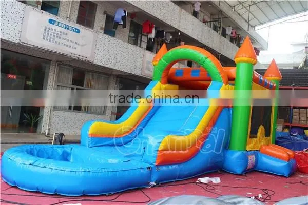 commercial pvc durable inflatable jumping castle with water slide, water slide with pool