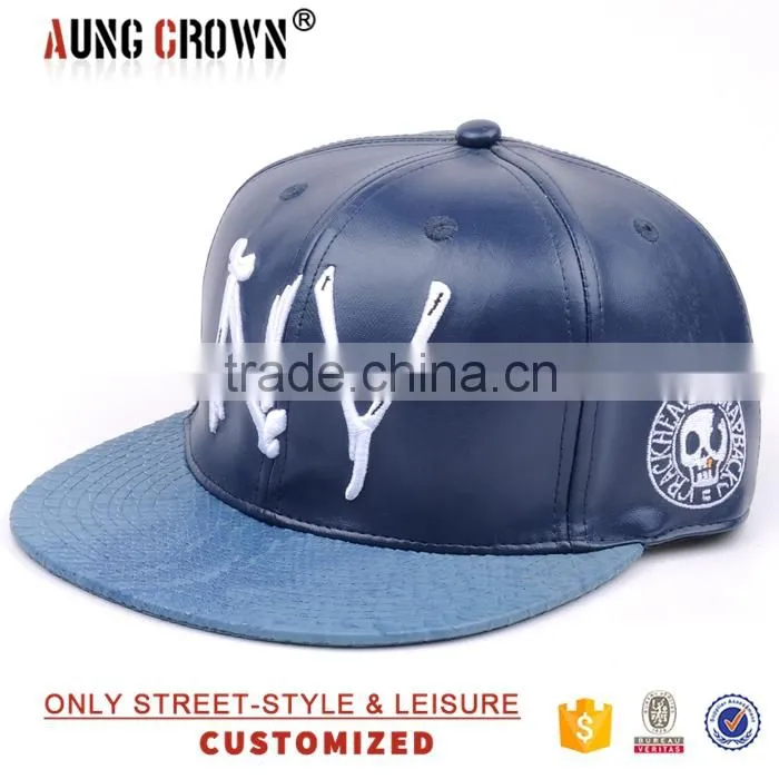 customize faux leather hat snapback cap
