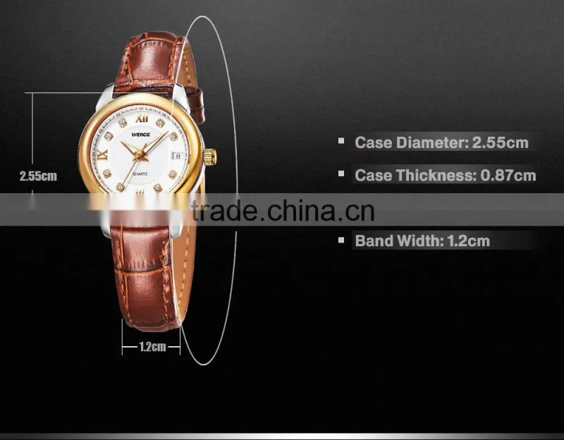 WEIDE 2014 Japan movt gold brand wholesale fashion watch lady watch leather