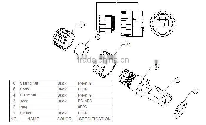 RJ45 waterproof connector
