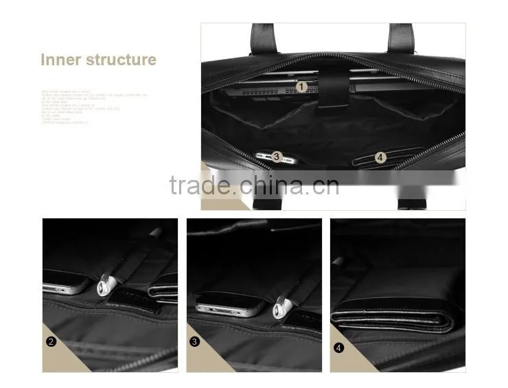 Mens Black Genuine Leather Laptop Shoulder Document Bag
