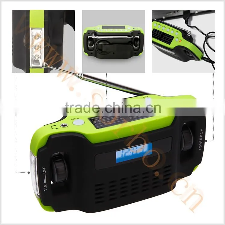 SORBO Energy Saving Solar Charge Radio With Hand Crank Portable Flashlight Radio