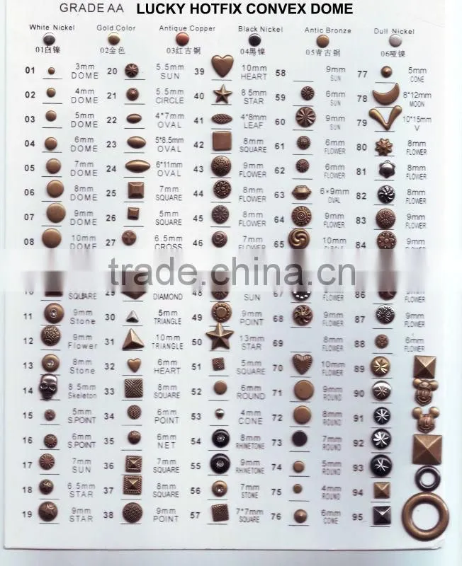2103 newest large size hot fix copper dome rectangle shape dome