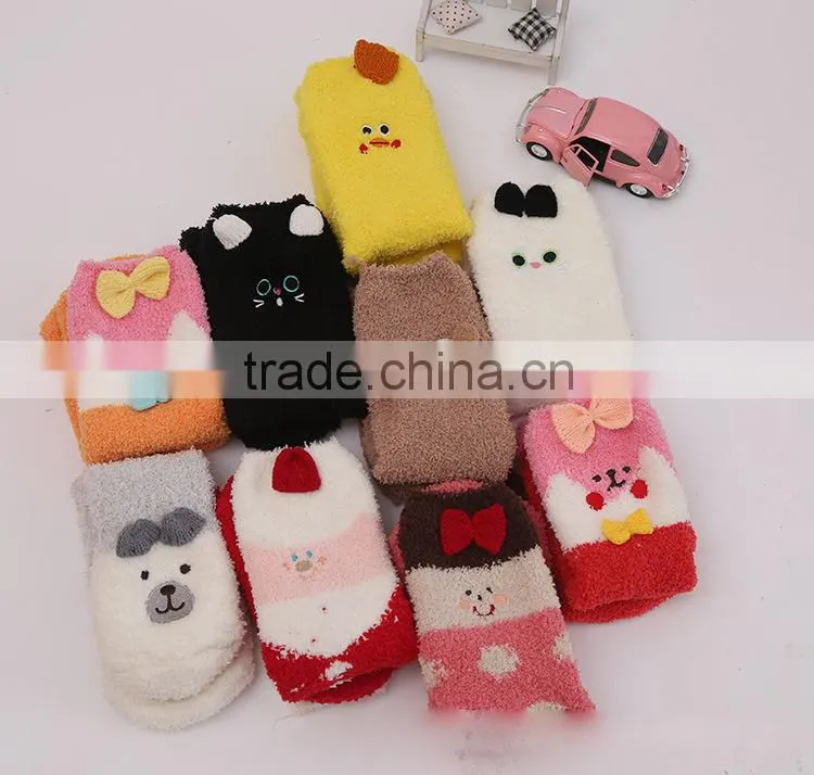 Embroidery three-dimensional cartoon cute coral velvet socks funny christmas socks