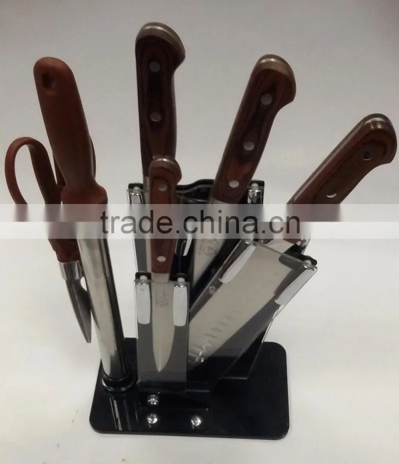 High-end color wood handle 7 sets of knives