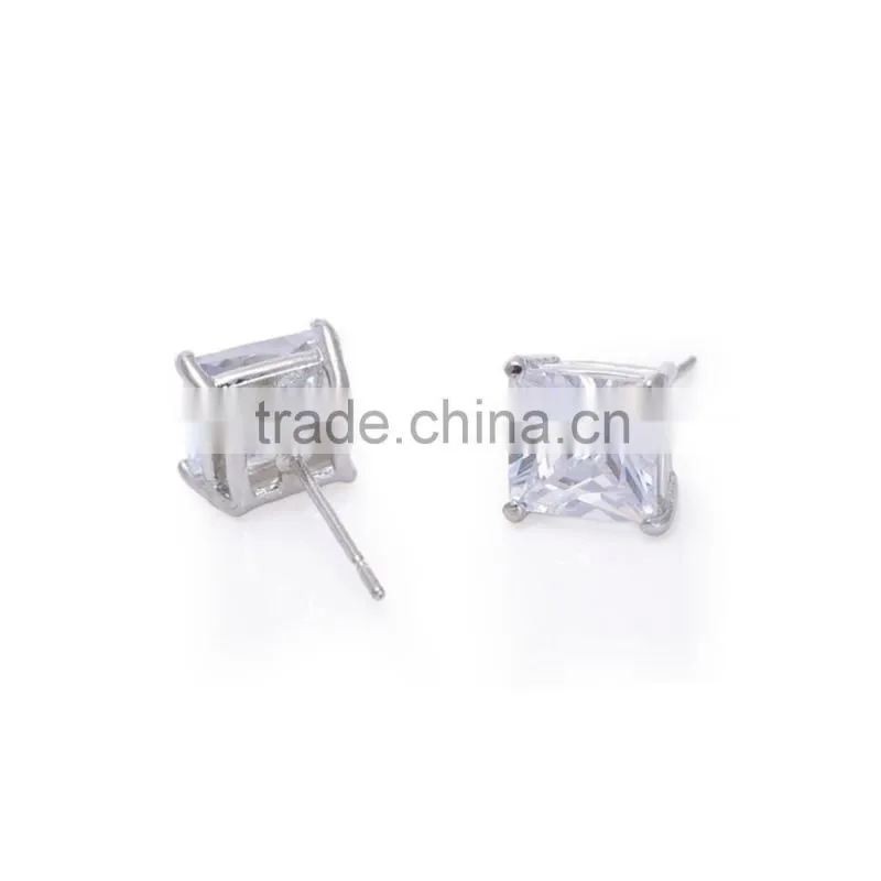 Wholesale Clear Cubic Zirconia Square Design Stud Earrings