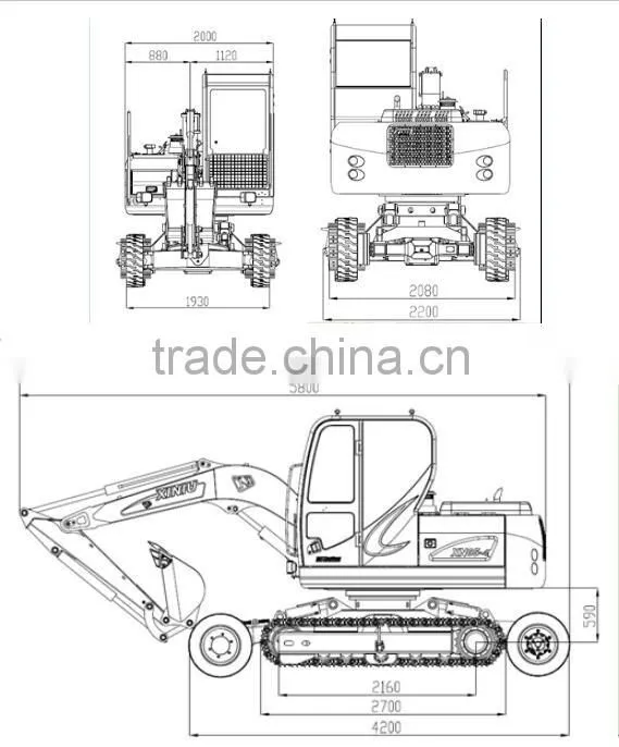 XINIU X8 8 ton mini excavator with 0.3 cbm bucket