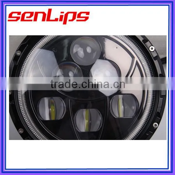 9inch 60W led jeep wrangler headlight with anger eyes color changing blue orange light
