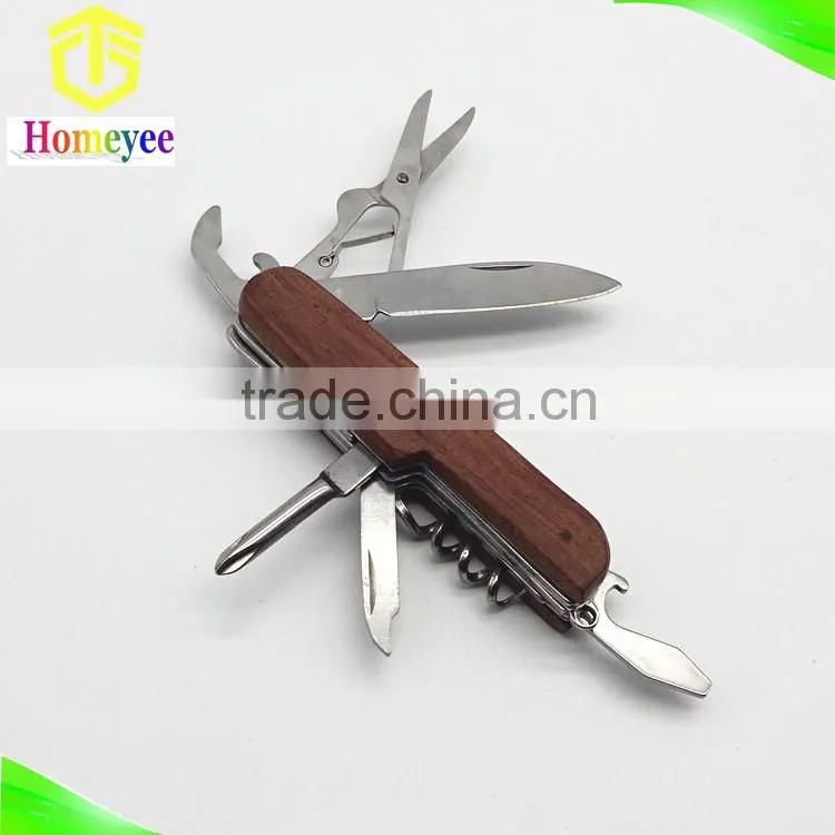 multifunction mini pocket knife with wood handle /small size wood handle knife