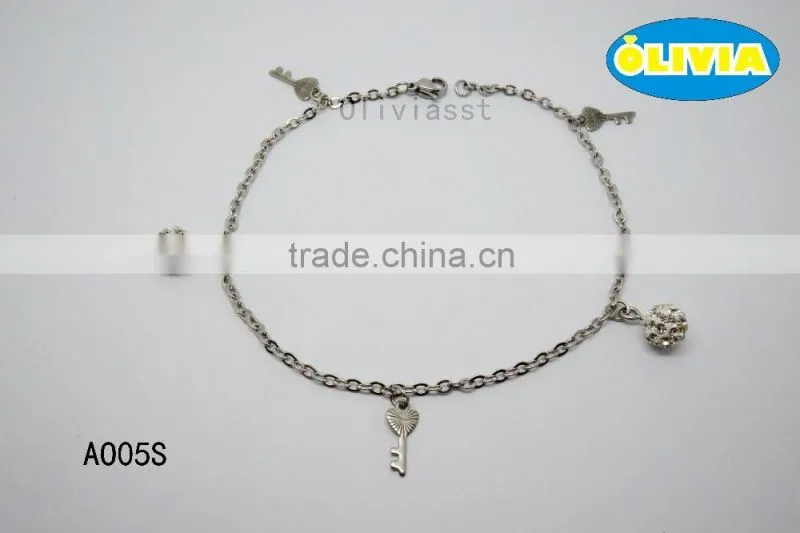 Olivia Jewelry High Quality And Low Price Stainless Steel Anklet With Stone Pendant