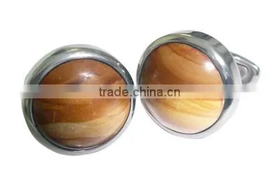 skin-friendly titanium tiger's eye cufflink