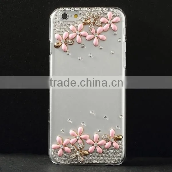 Transparent crystal hard case for Iphone6 for Apple Iphone 6 rhinestone case
