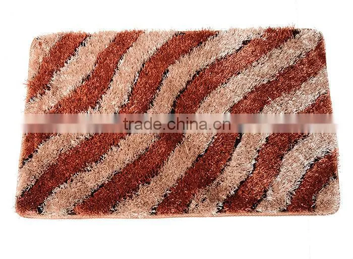 100%polyester long pile shaggy machine made silk bathroom carpet