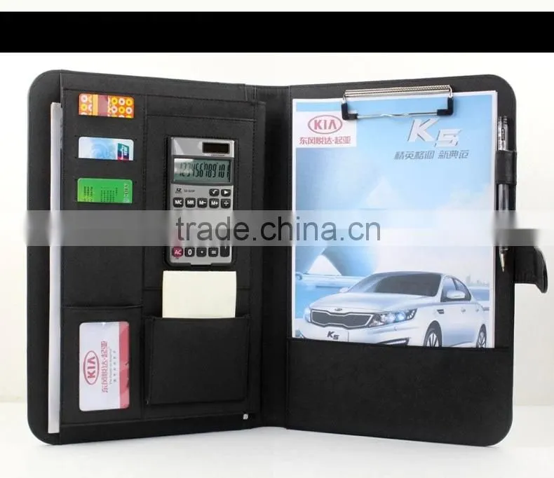 A4 Zipper Portfolio PU Leather file folders Mutifuction organizer