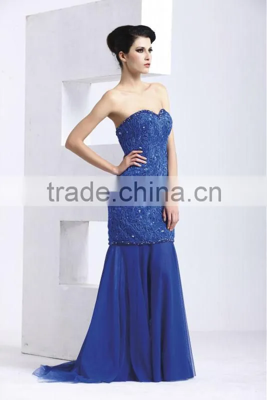 Fashion off-shoulder beaded embroidered chiffon formal latest evening dress