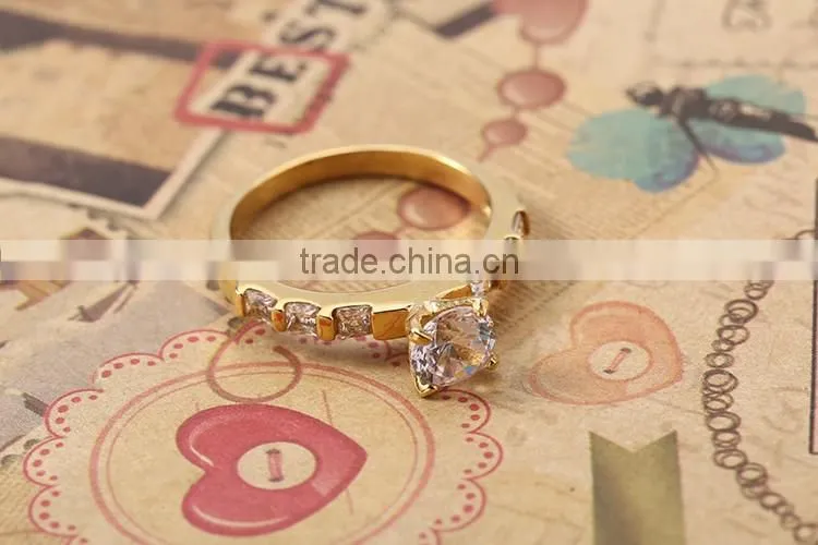 Wholesale engagement couple finger rings 18k solid gold plated cz diamonds high quality finger rings more attractive