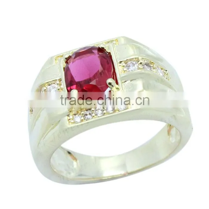 Cheap wholesale men ring in brass with gemstone fashion design