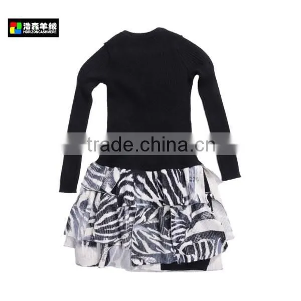 High Quality Wool Kids Girl Dress, Girls Puffy Black Wool Dress