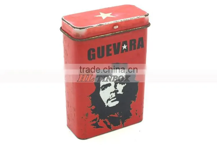 High Quality Hinged Rectangular Cigarette Tin Can with Customized Printing