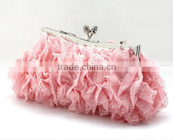 2014 wholesale Elegant Fashion party bag black lace evening bags