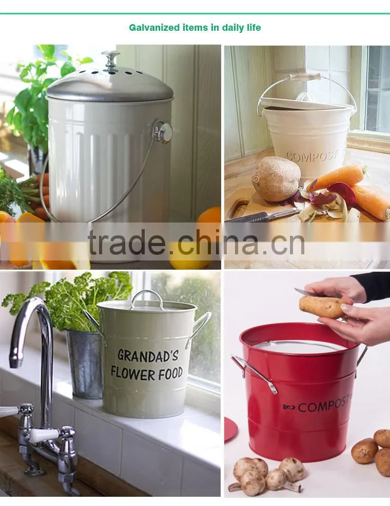 Cream Colored Metal Vintage Compost Caddy