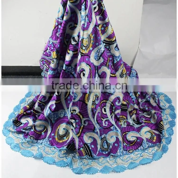 High Quality Hollandaise Wax Lace Fabric African Embroidered Wax Lace Fabric