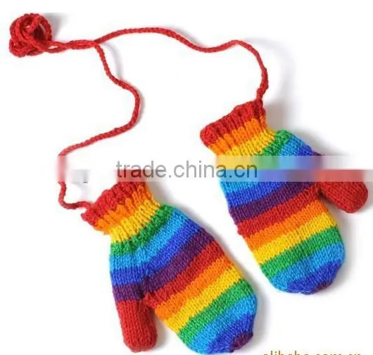 Colourful rainbow winter glove