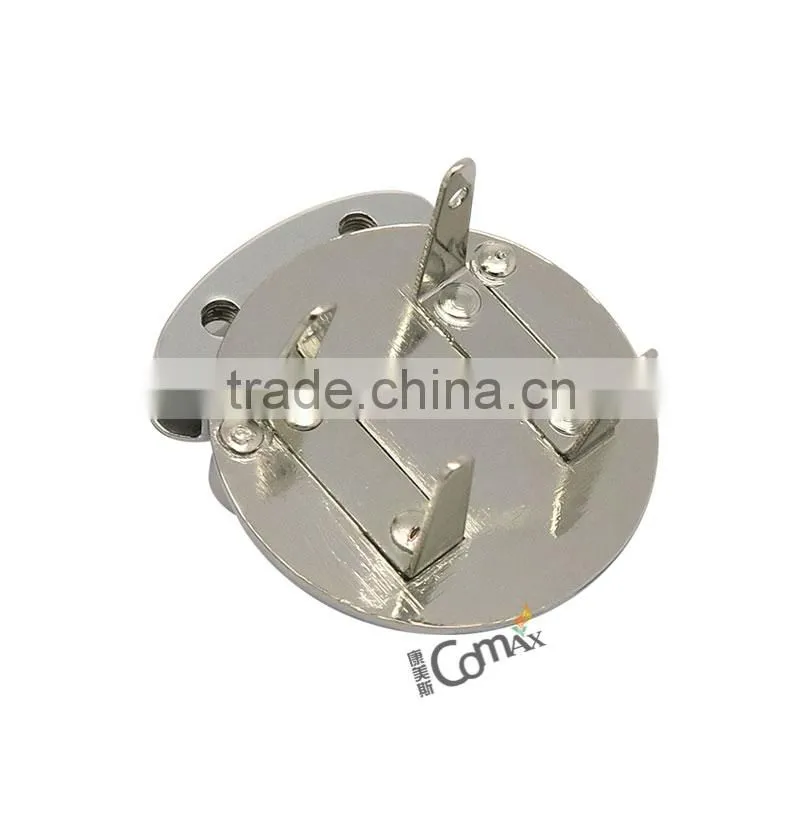Silver metal push lock for handbags