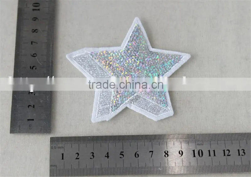 hot selling custom 3d star pattern sequin patch embroidery trim polyester material for wholesale