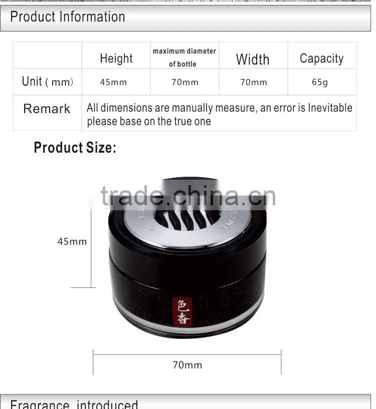 Long lasting good smell scents wholesale gel air freshener for car