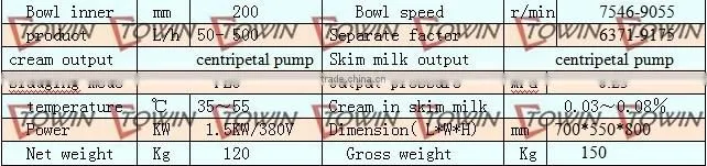 semi-automatic centrifugal Milk/dairy cream separator