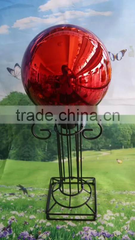 hand blown glass ball with metal stand,garden globe, large plating solid color ball