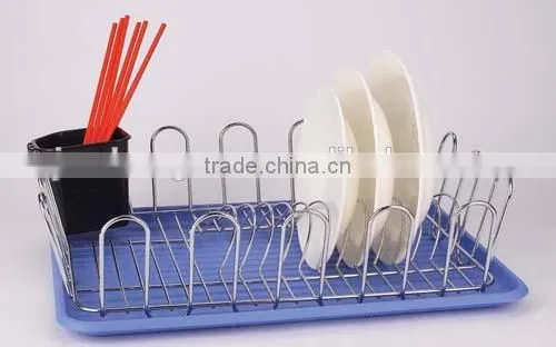 2 Tiers X-shape Chrome Plated Dish rack with plastic tray
