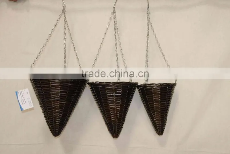 factory supplier antique wicker hanging plant basket hanging flower plant pots