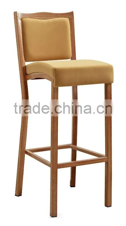 wholesale fashion upholstered Woodgrain aluminum high bar chairs for hotels restaurants LQ-AL105