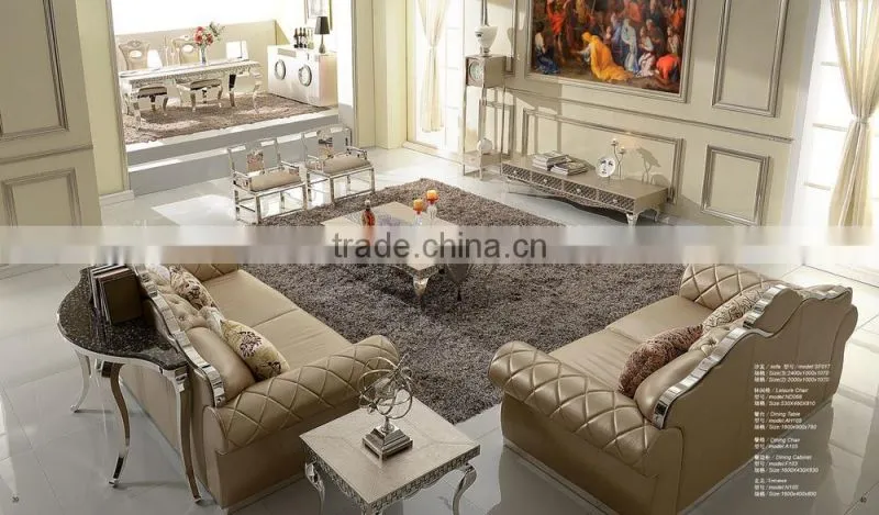Hot selling modern dining room set luxury dining table/Leather dining table and chair
