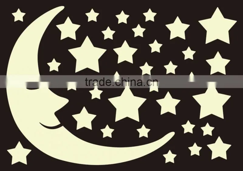 Glow in Dark Moon and Stars Wall Stickers