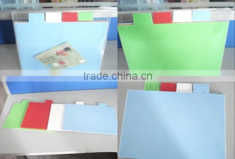 4pcs plastic color coded index chopping cutting board with non-slip base la planche