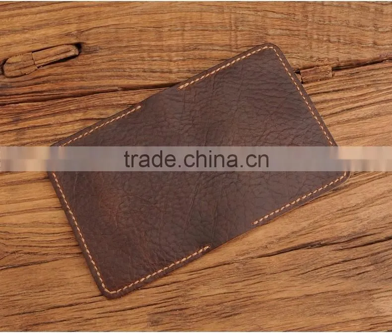Bifold Cowhide Leather Men Credit Card Holder with multiple card slots