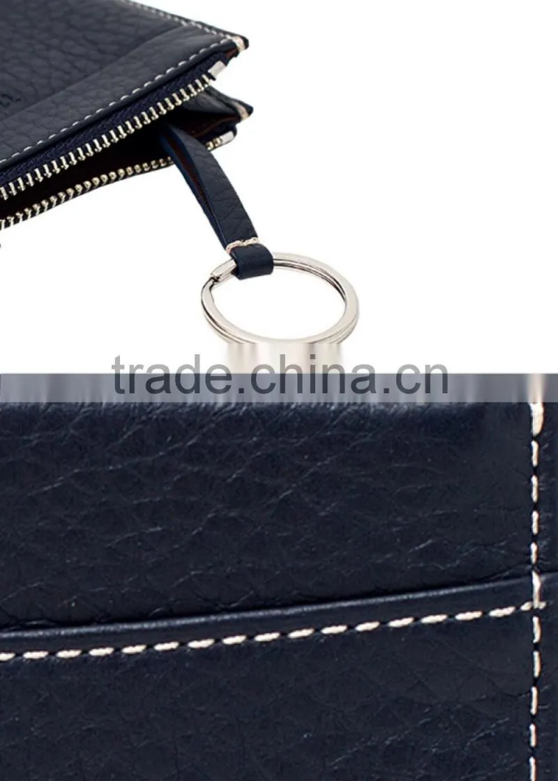 Manufacture zipper men's slim wallet ID credit card holder for man with wallet custom logo