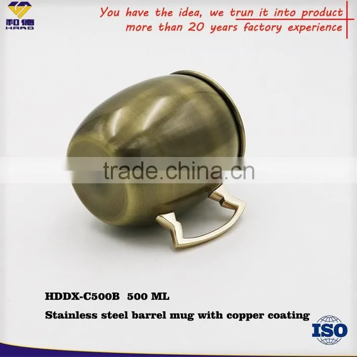 OEM Brushed Finish Copper Mug , SS Mug With Copper Plated
