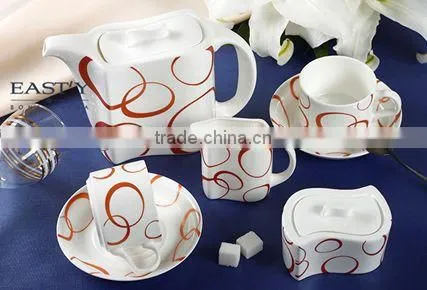 Fine Printing Royal Bone China Ceramic Tea Set