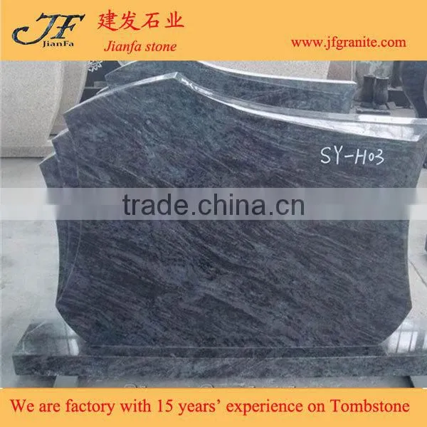 Antique Simple Design Bahama Blue Granite Headstone