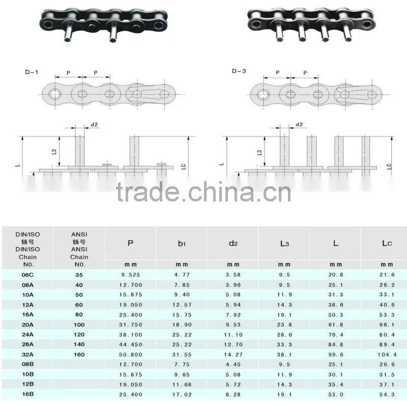 made in China 08B extended pin chain conveyor