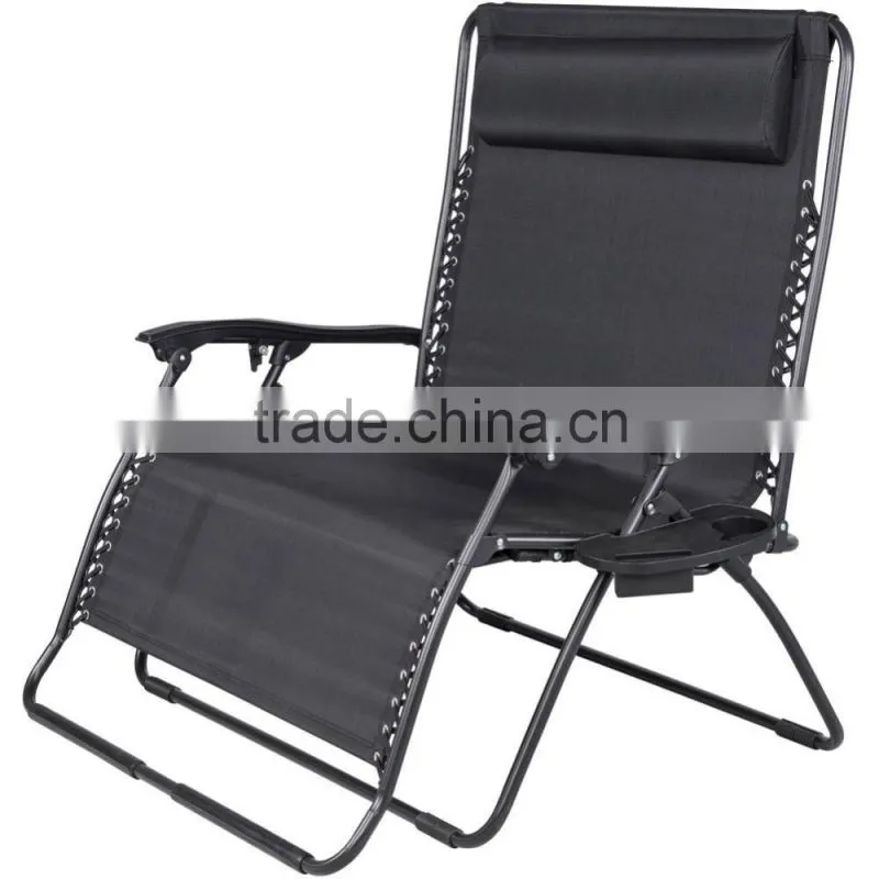 Outdoor Chaise Lounge Folding Chair With Cup Holder